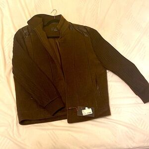 Men Vitali zipper jacket with knitted sleeves